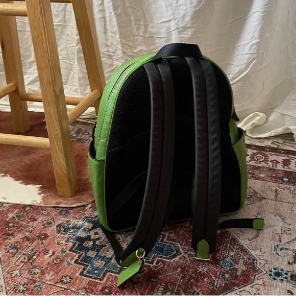 Coach “Court” Large Leather Neon Green Backpack With Two Zipped Compartments - Picture 6 of 8